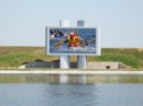 Самое большое в Беларуси светодиодное видеотабло (66 кв.м.) установлено на строящемся гребном канале в г.Заславле.